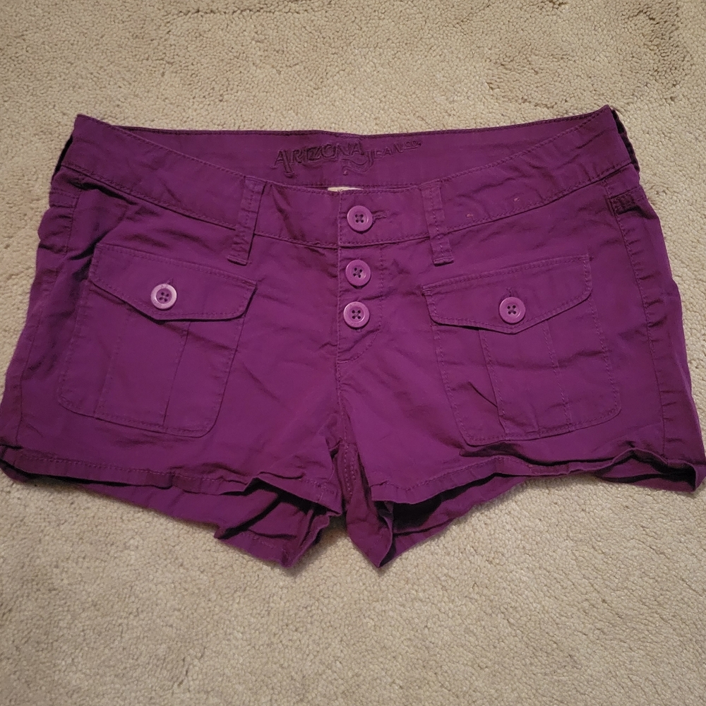Purple Button Pocket Shorts